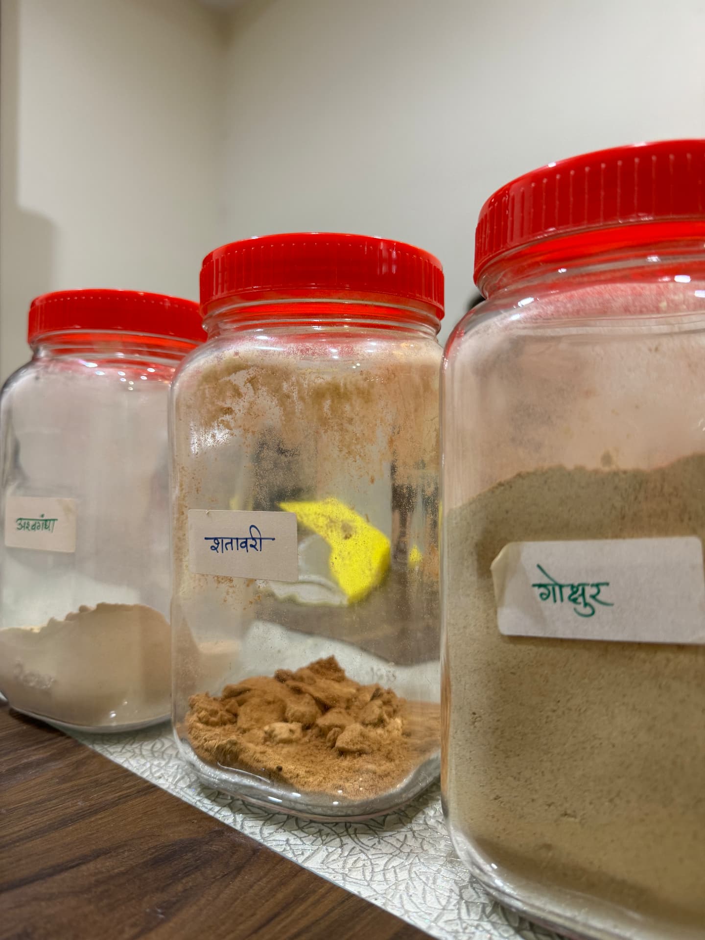 Jars of prepared herbs